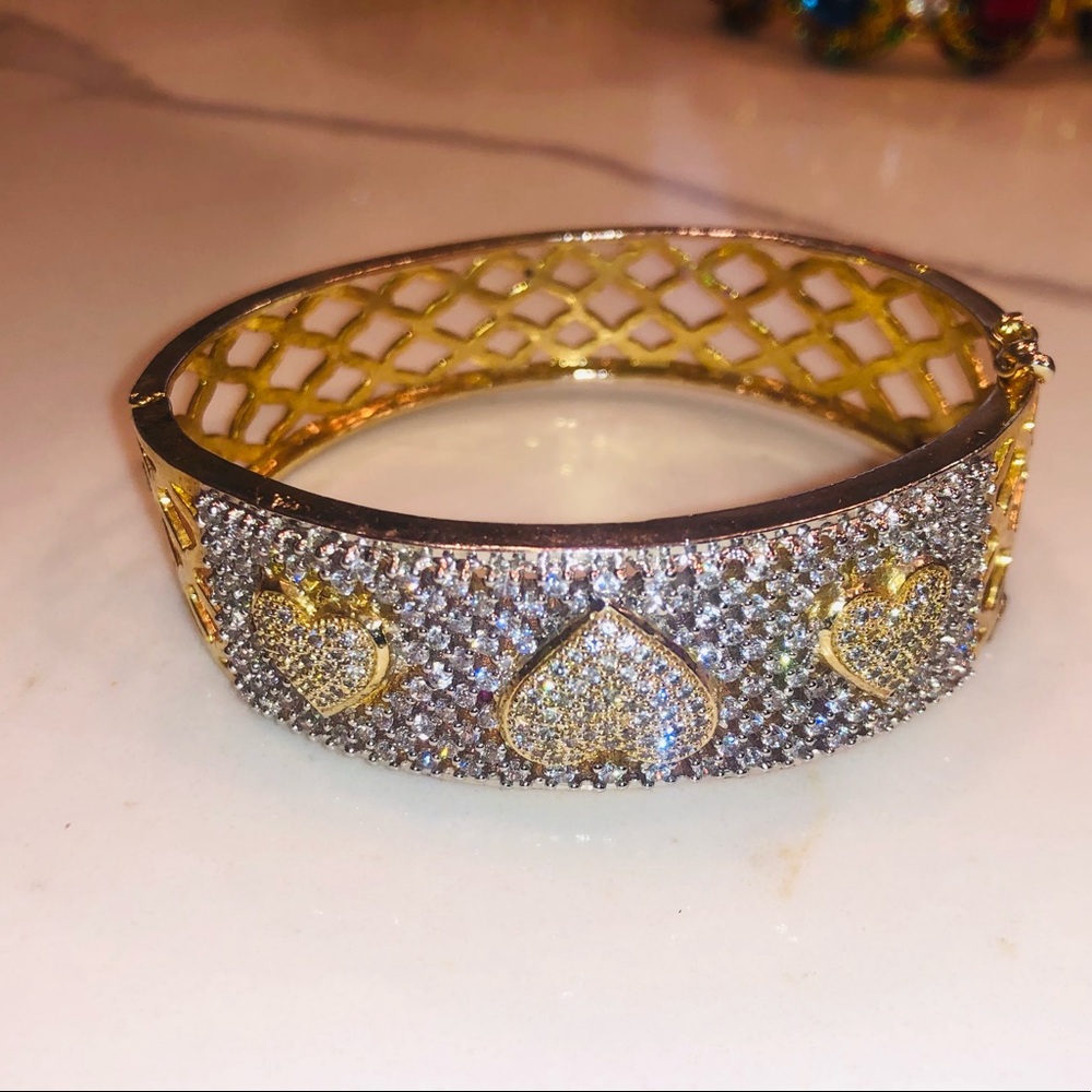 Gold plated lab created diamond bracelet
